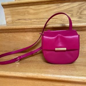 Great bright pink leather small crossbody bag